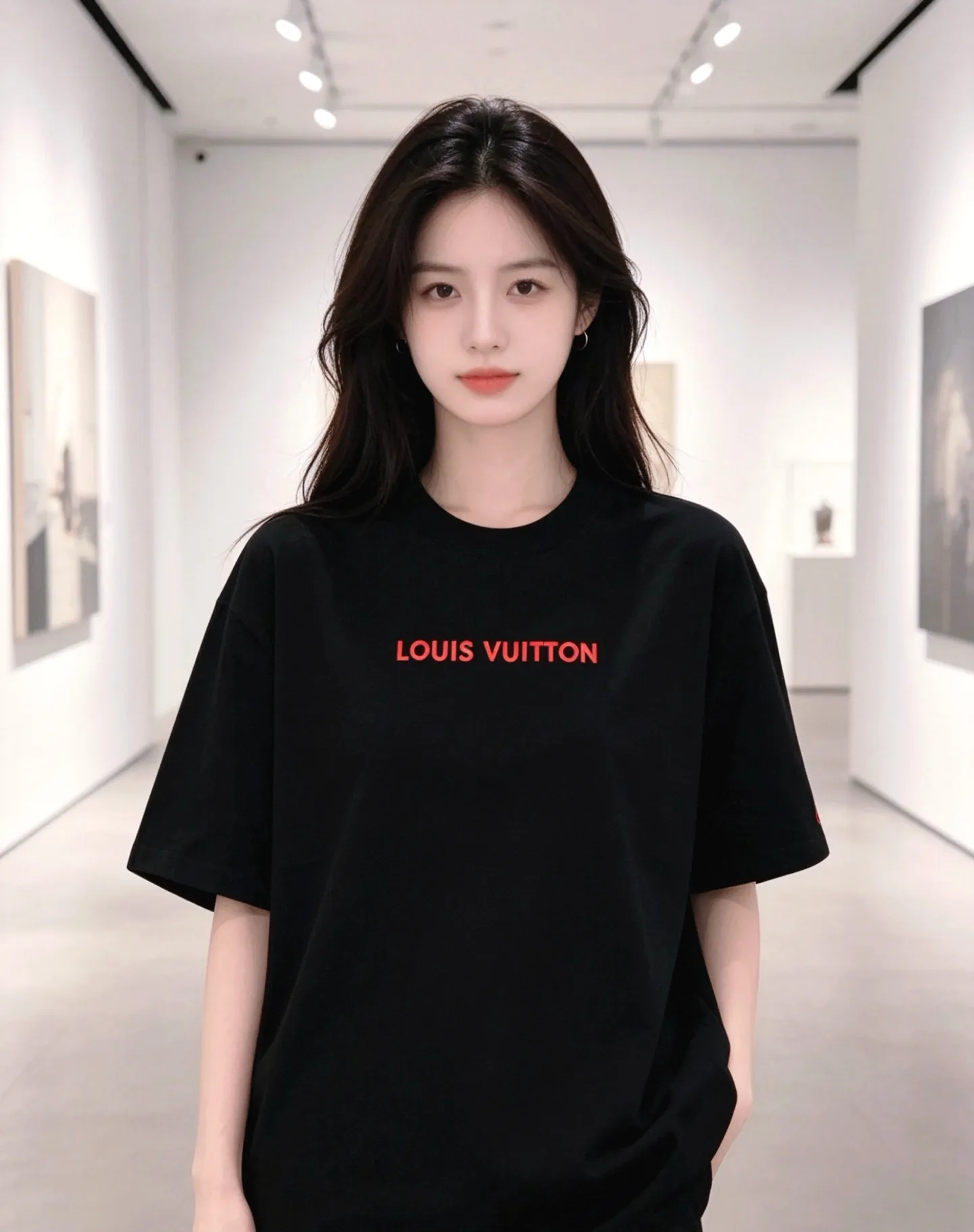Louis Vuitton/Louis Vuitton short sleeves with red letter slogan printed on the chest